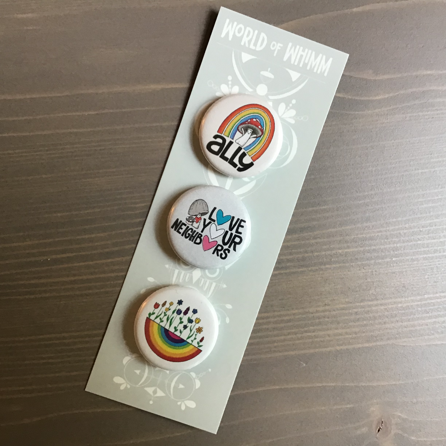 Pin Back Buttons (Set of 3) - Ally