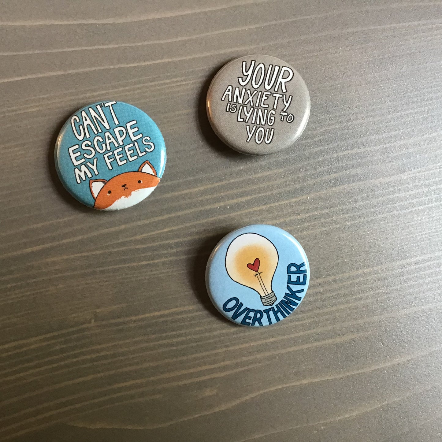 Pin Back Buttons (Set of 3) - Anxiety
