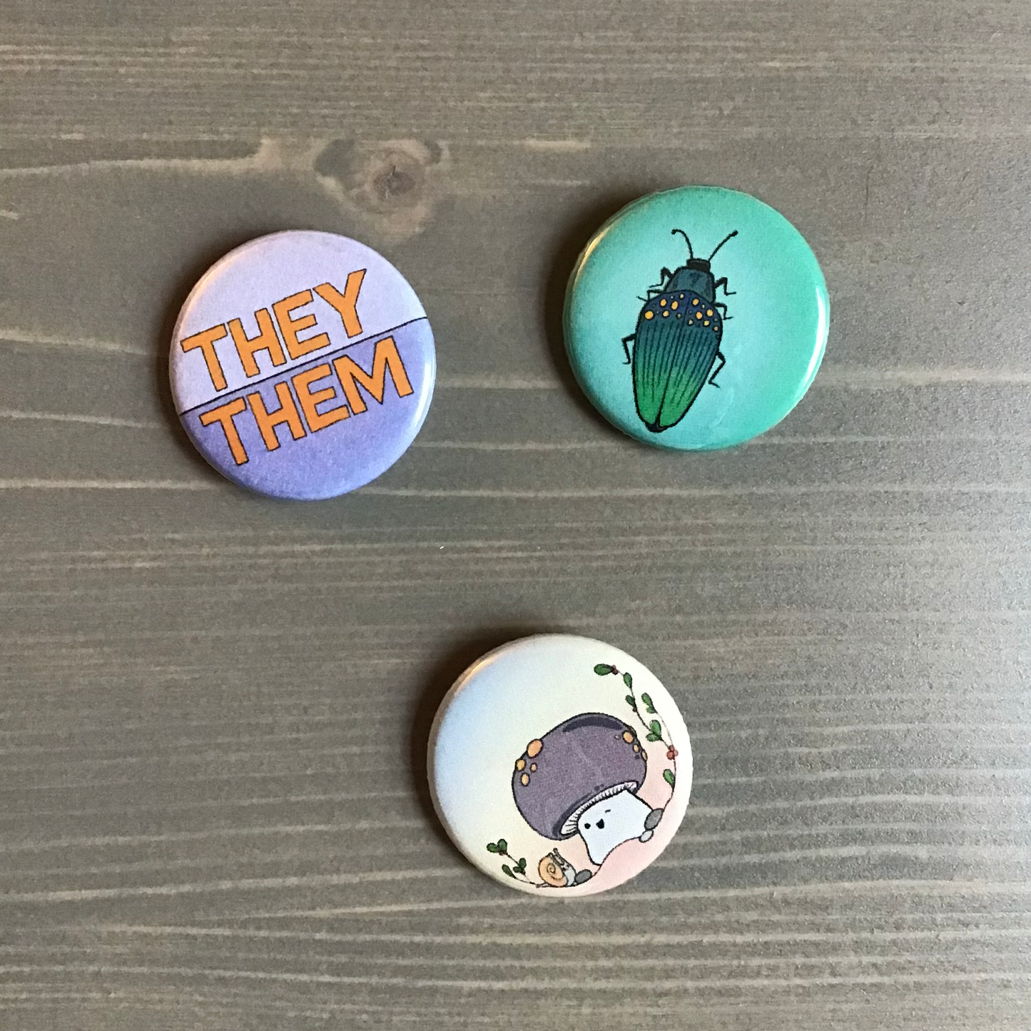 Pin Back Buttons (Set of 3) - Pronoun Pin
