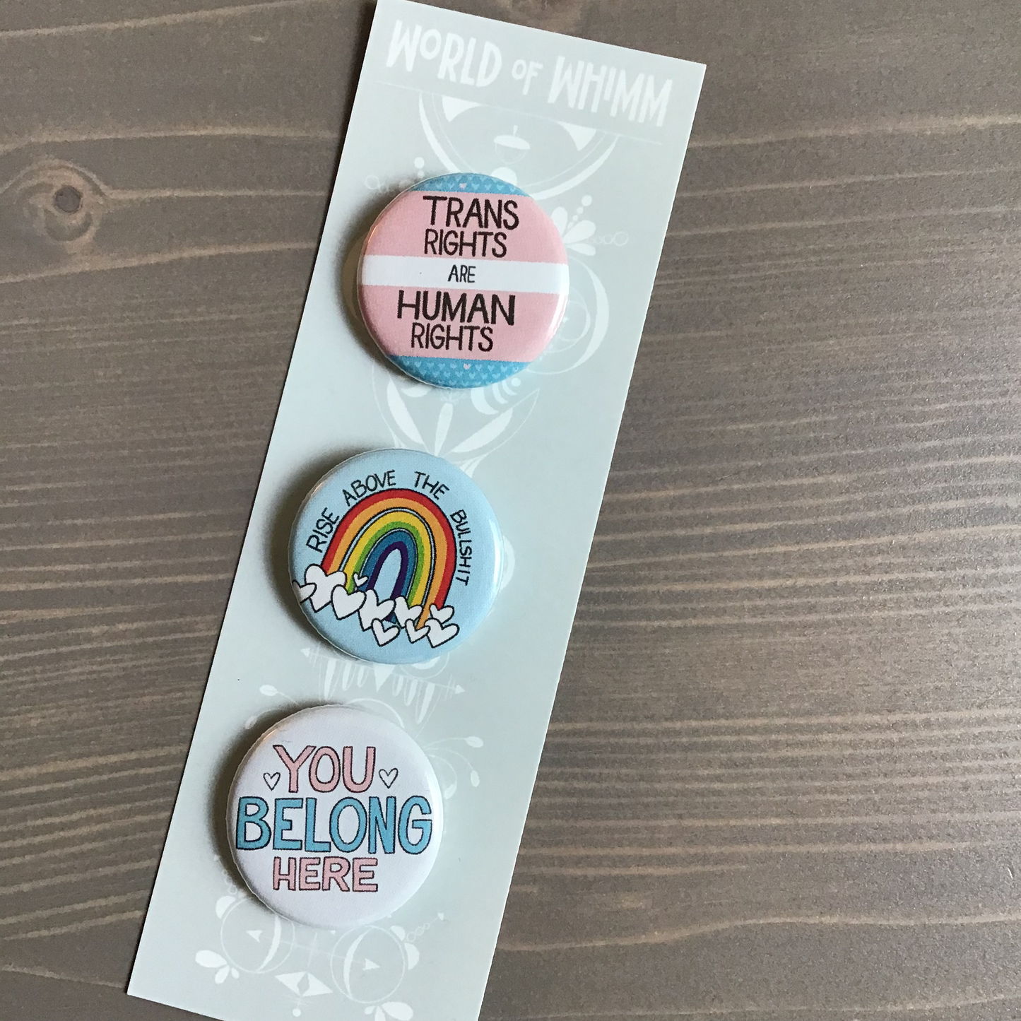 Pin Back Buttons (Set of 3) - Support Our Transgender Community